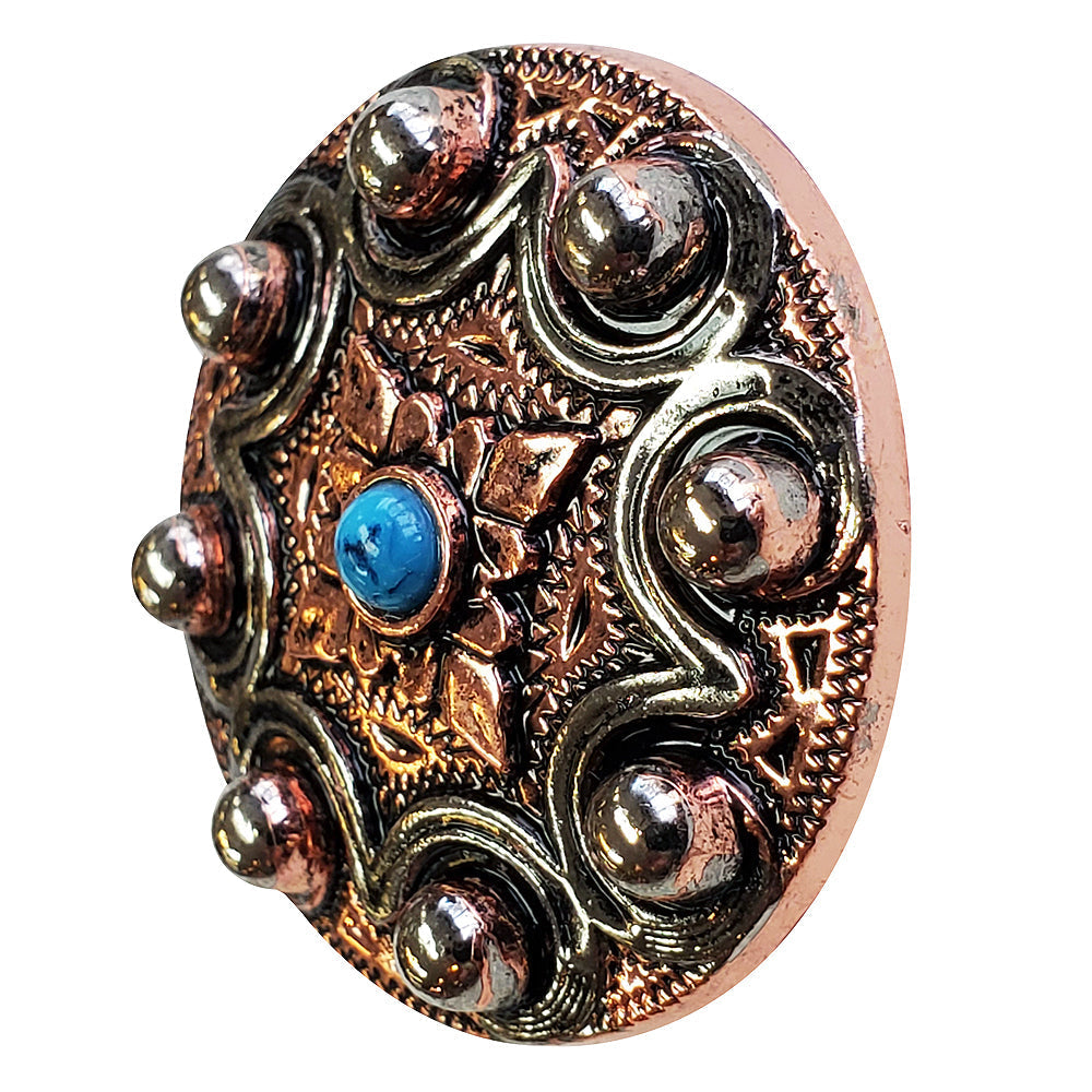 HILASON Western Screw Back 2 Tone Finishing Concho W/ Turquoise Crystal