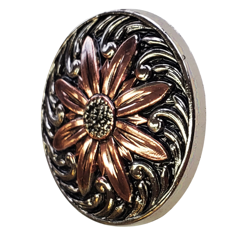 Hilason Western Horse Floral Screw-Back Concho - 2-Tone Finish