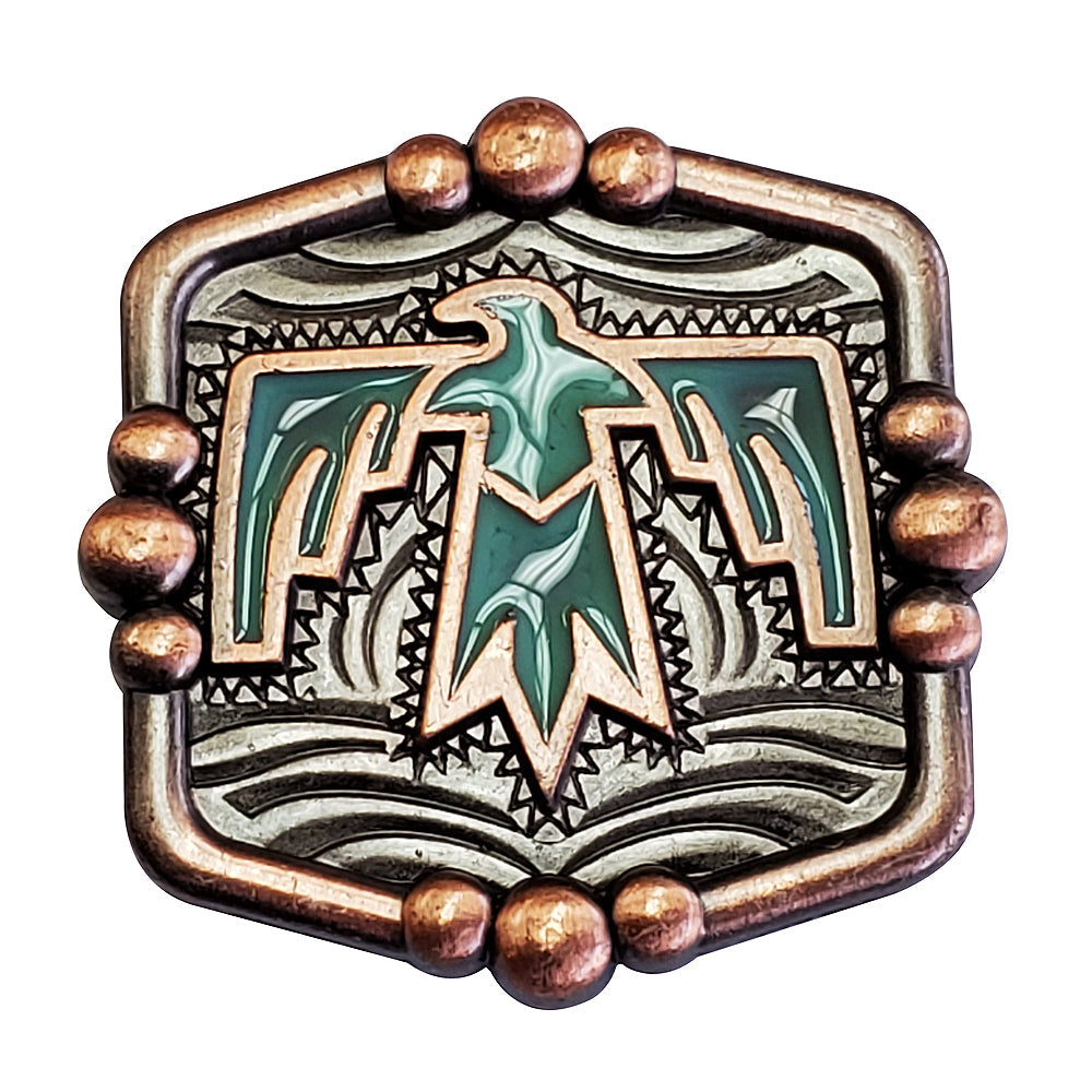 Hilason Western Horse Concho - Antique Copper Turquoise Enamel