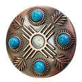 Hilason Western Horse Concho - Antique Copper Turquoise Stone