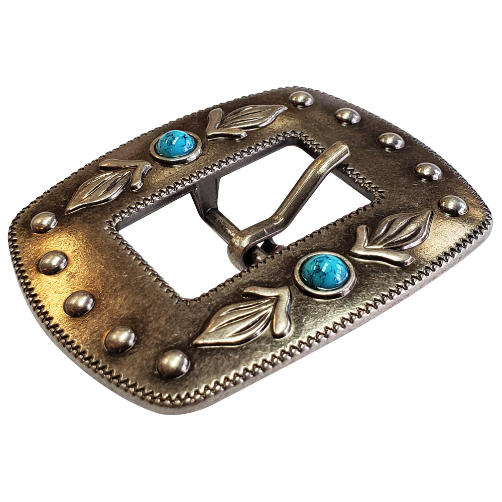 HILASON Western Antique Nickel Finishing Buckle Concho W/ Turquoise Stone