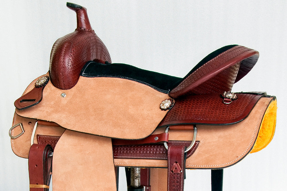 Comfytack Western Saddle Leather Trail Tack Hand Tooled Brown/Tan | Western Saddle | Saddle for Horses | Horse Tack Set