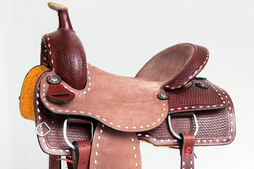 Comfytack Western Saddle Leather Trail Tack Hand Tooled Brown/Tan | Western Saddle | Saddle for Horses | Horse Tack Set