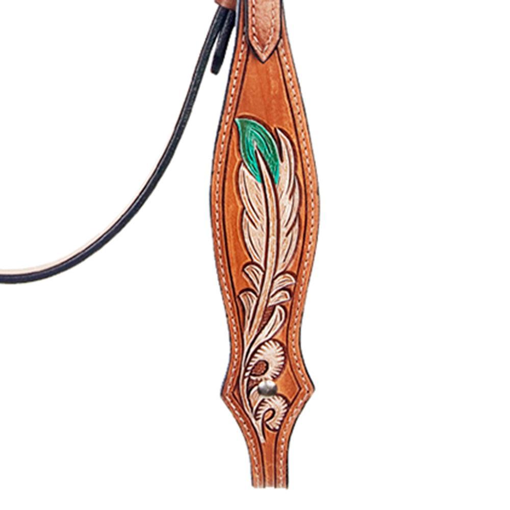 American Darling Western Horse Leaf Genuine Leather Headstall Tack Set