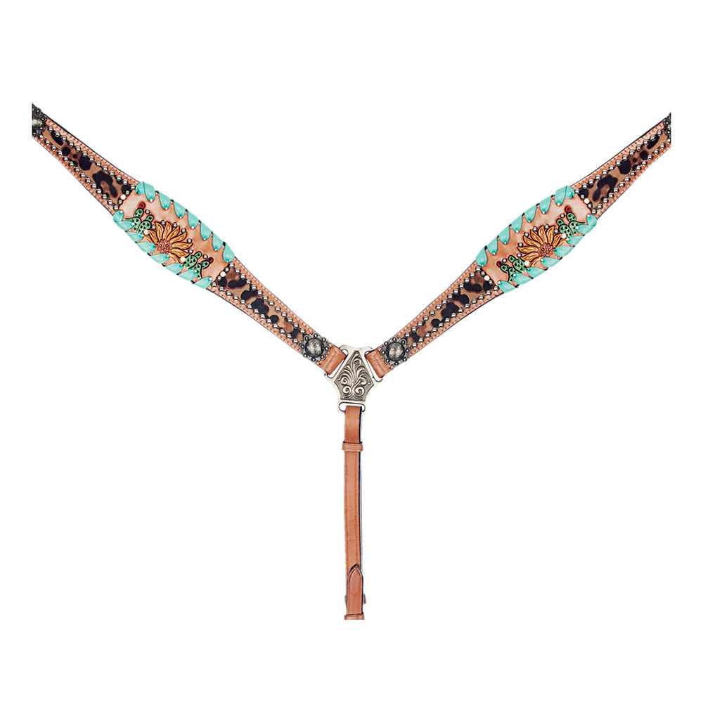American Darling Western Horse Floral Genuine Leather Headstall Tack Set | Breast Collar for Horses