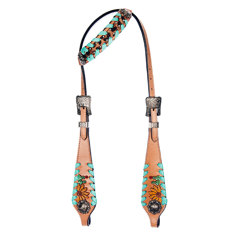 American Darling Western Horse Floral Genuine Leather Headstall Tack Set | Breast Collar for Horses