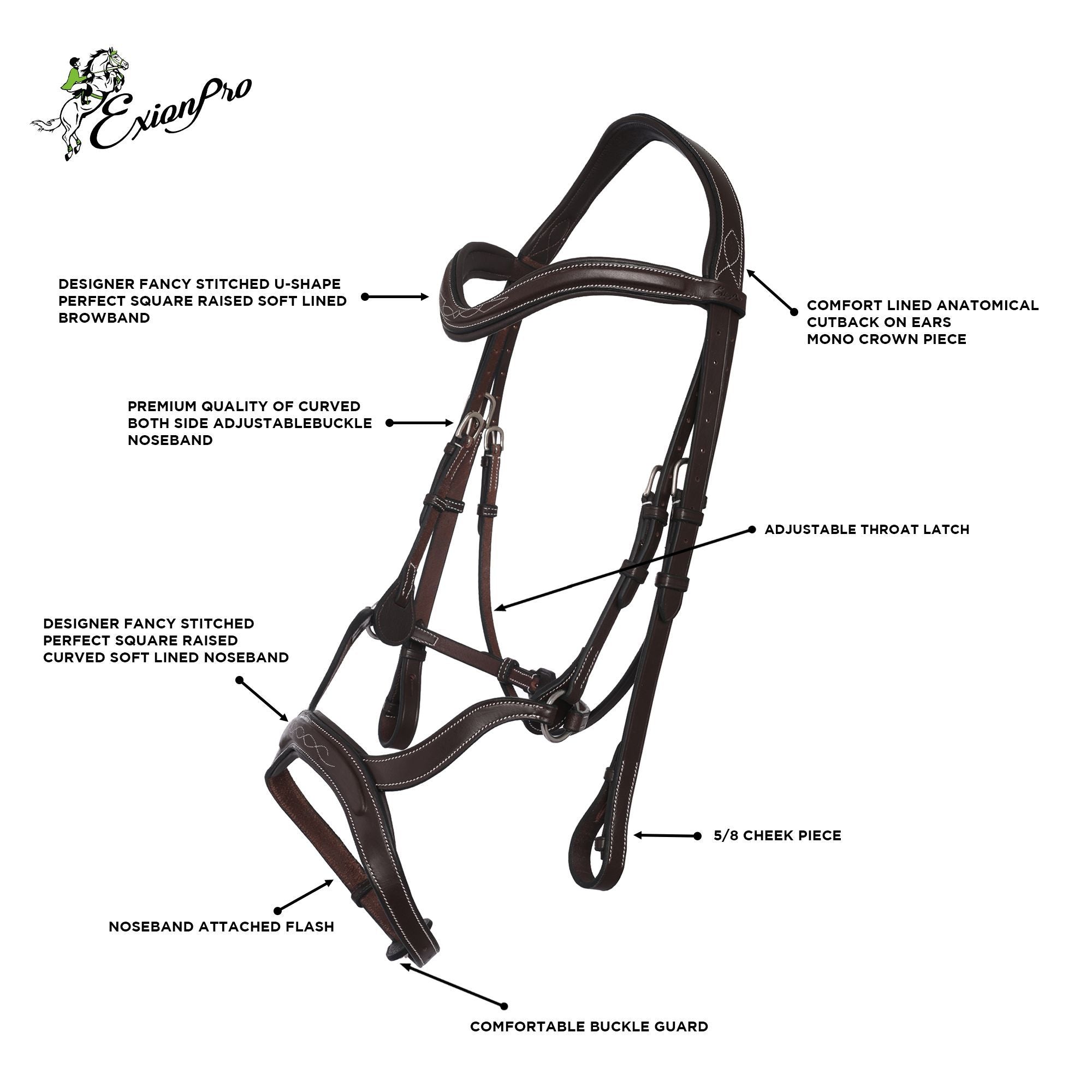 ExionPro Anatomical Drop Noseband Bridle with Reins by Bridles & Reins - alternate view 3