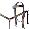 HILASON Western Horse Headstall & Breast Collar American Leather Floral Carving