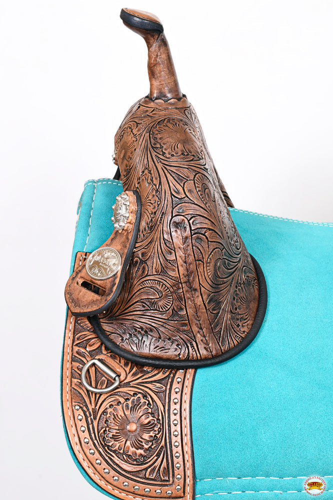 HILASON Western Horse Treeless Trail Barrel American Leather Saddle | for Horses