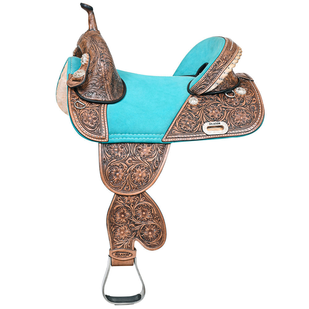 Hilason Western Horse Treeless Trail Barrel American Leather Saddle