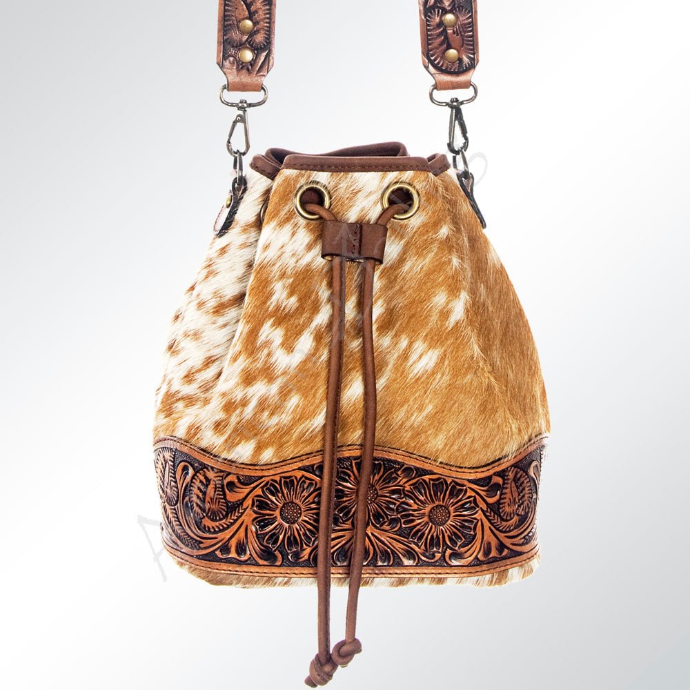 American Darling Hand-Tooled Saddle Blanket Leather Bucket Bag