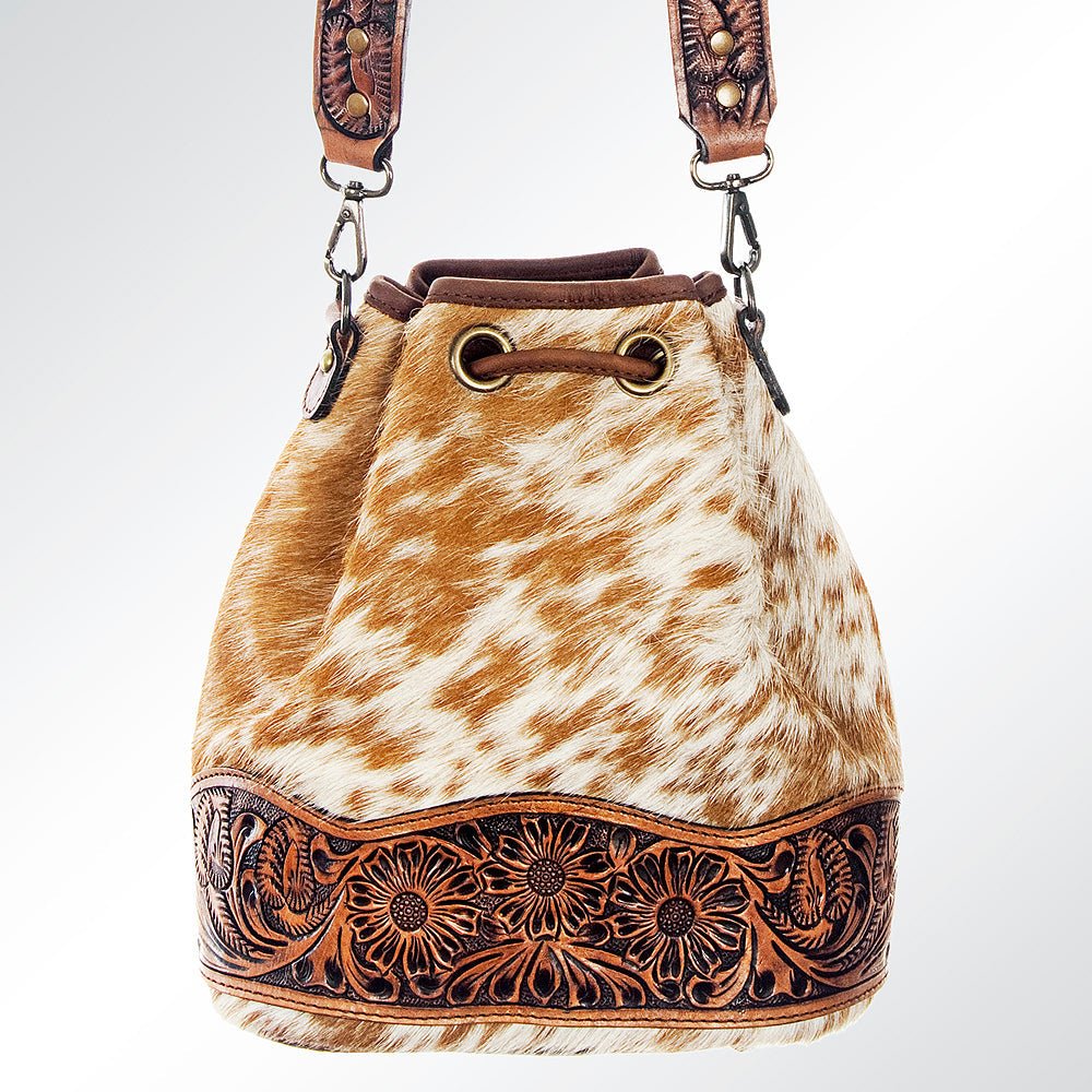 American Darling Hand-Tooled Saddle Blanket Leather Bucket Bag