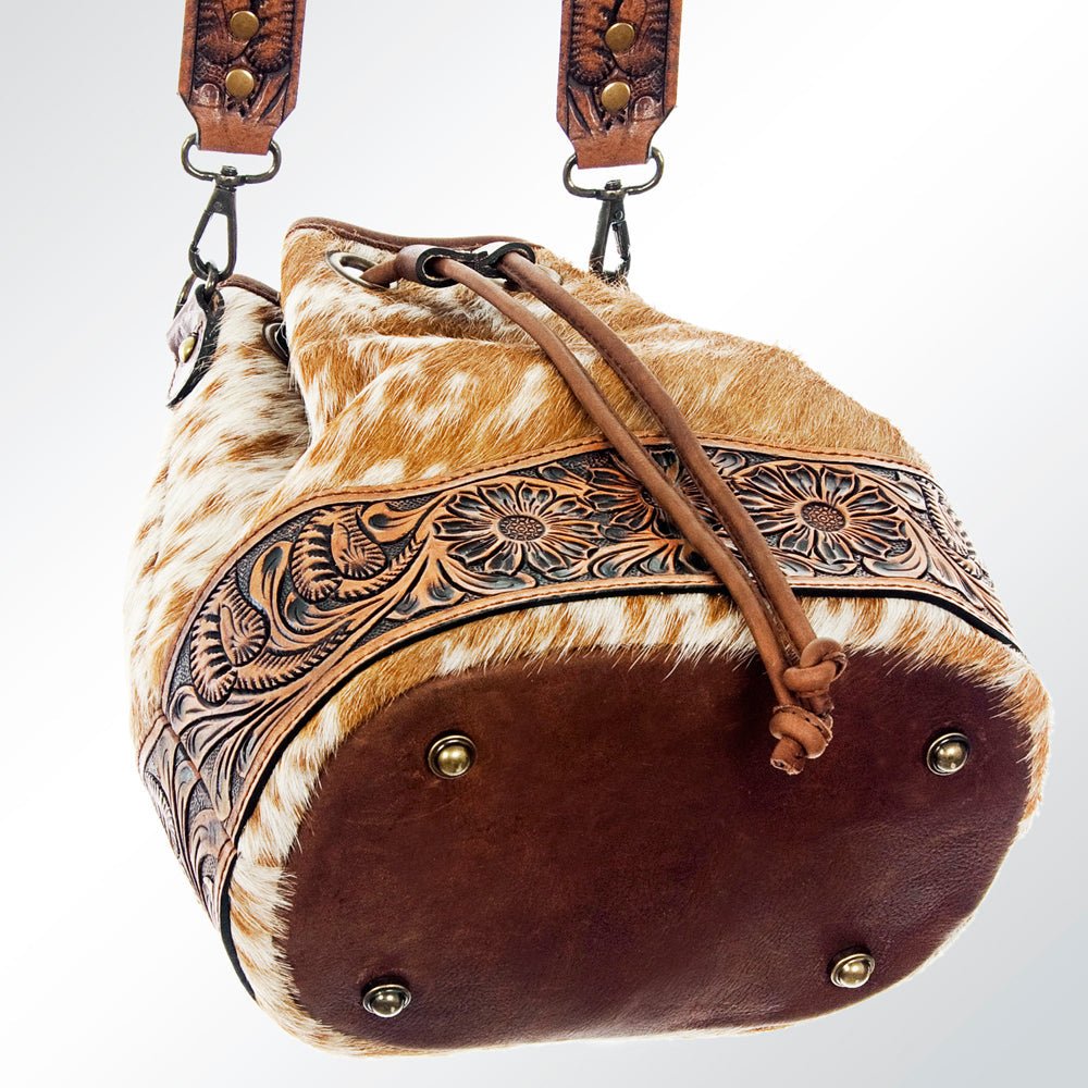 American Darling Hand-Tooled Saddle Blanket Leather Bucket Bag