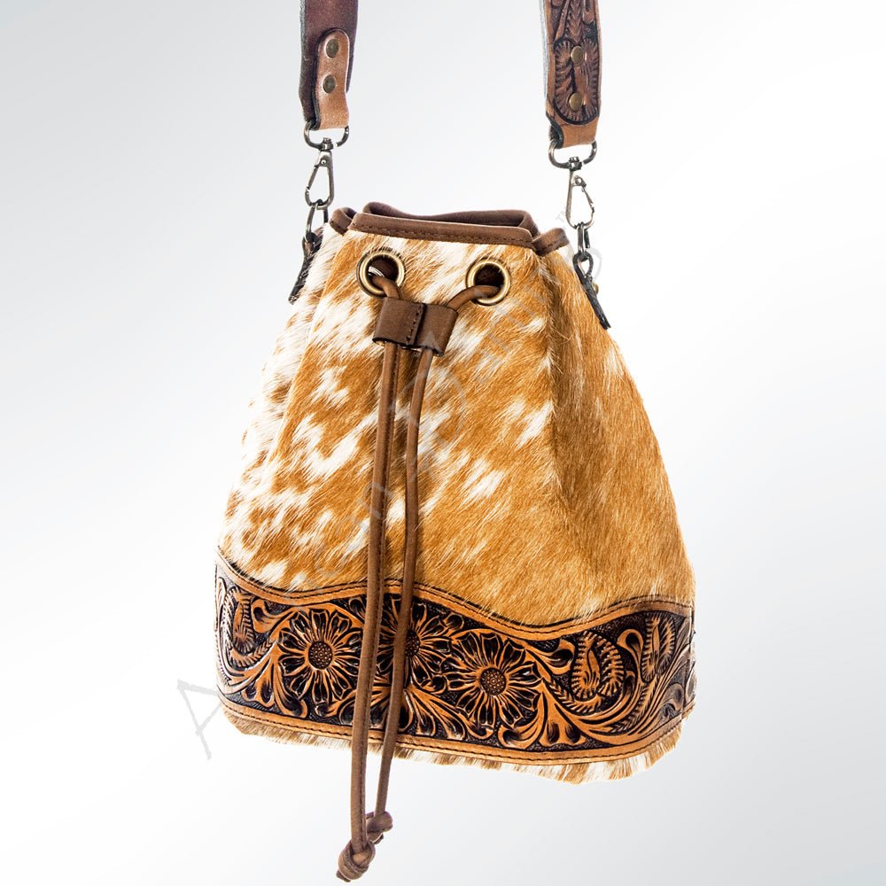 American Darling Hand-Tooled Saddle Blanket Leather Bucket Bag