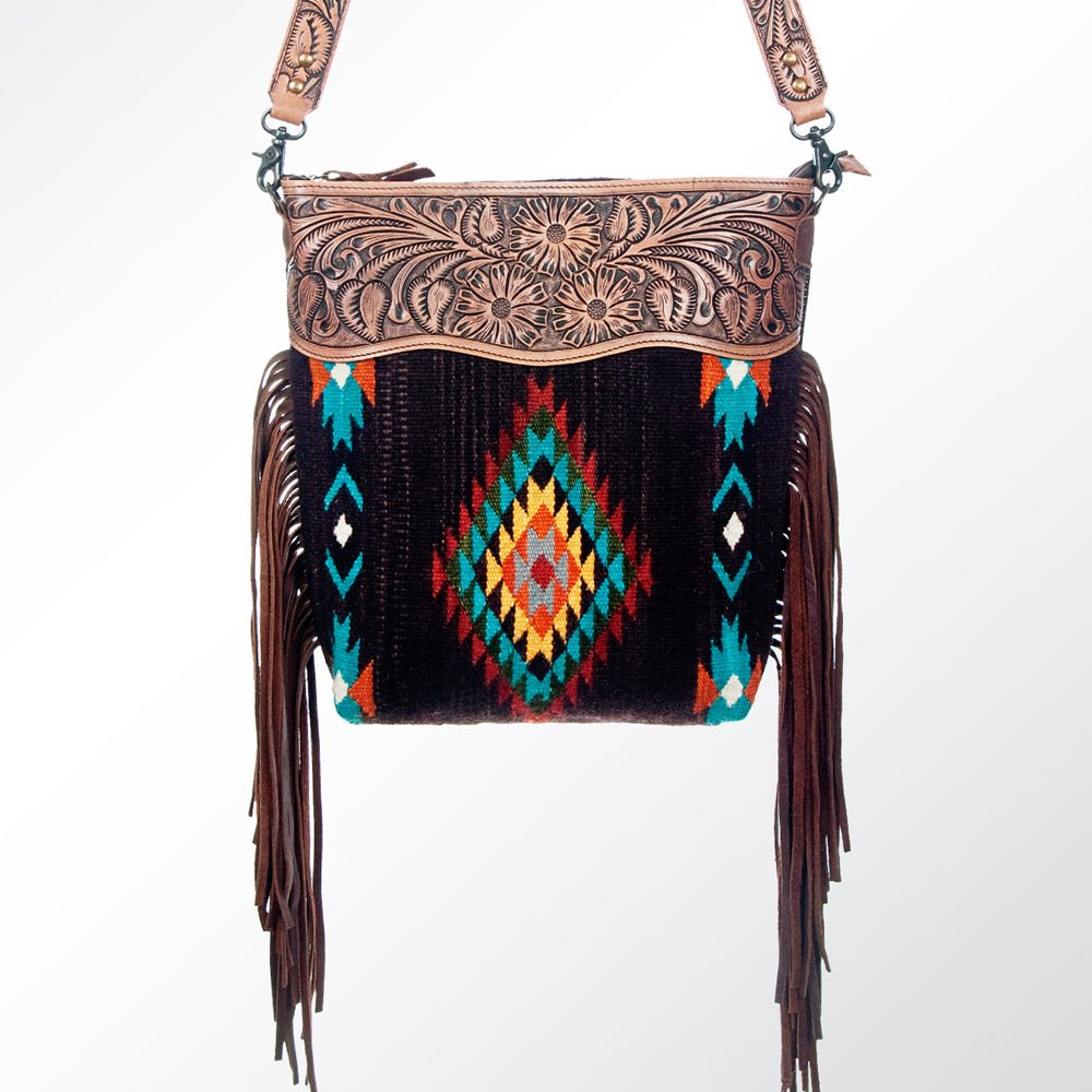 American Darling Signature Crossbody Hand Tooled Saddle Blanket Genuine Leather