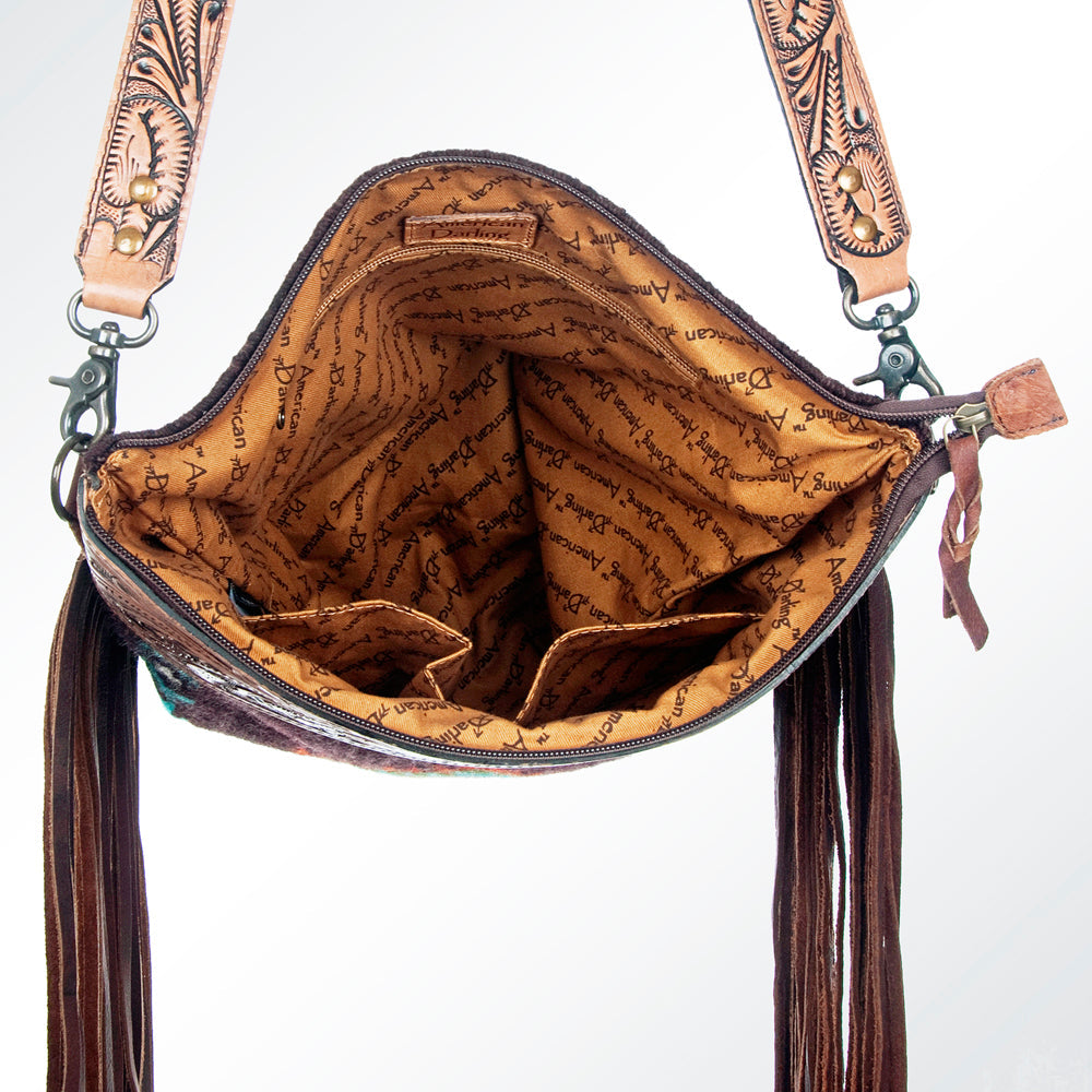 American Darling Signature Crossbody Hand Tooled Saddle Blanket Genuine Leather