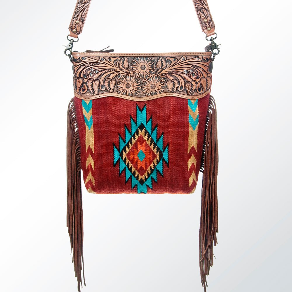 American Darling Signature Crossbody Hand Tooled Saddle Blanket Genuine Leather