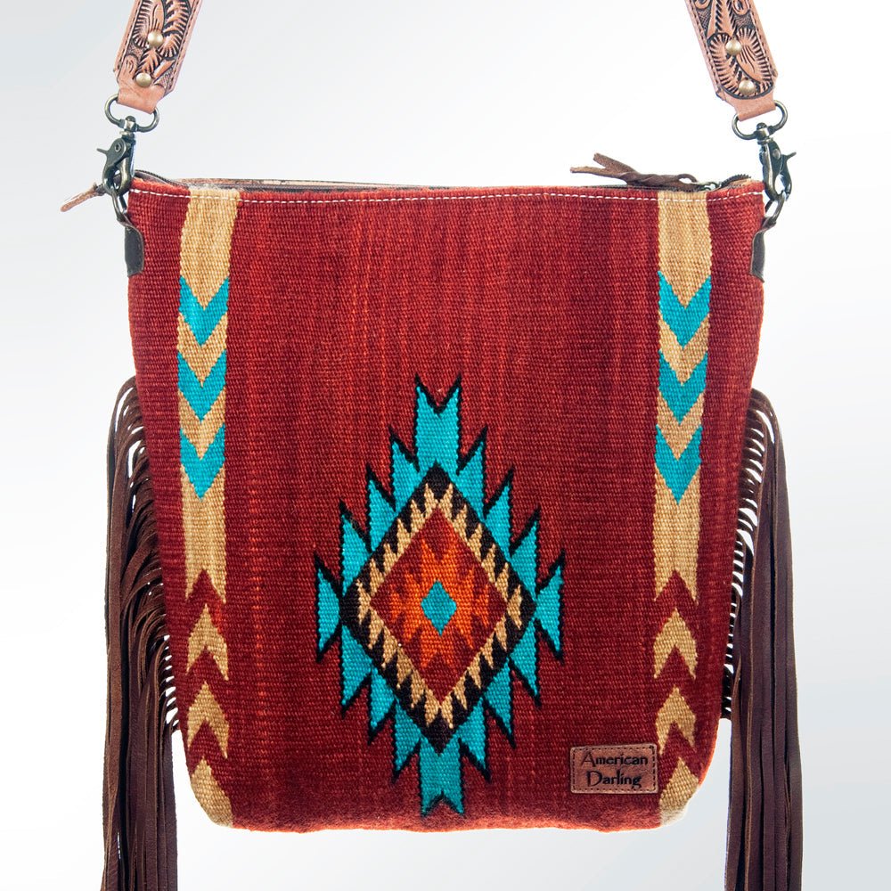 American Darling Signature Crossbody Hand Tooled Saddle Blanket Genuine Leather