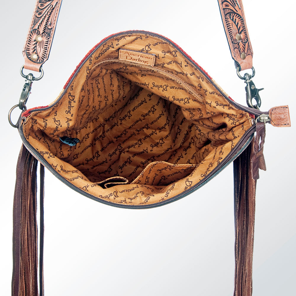 American Darling Signature Crossbody Hand Tooled Saddle Blanket Genuine Leather