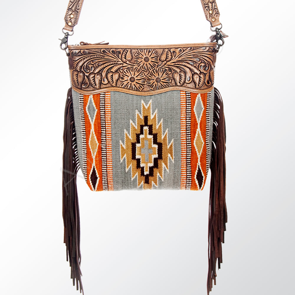 American Darling Signature Crossbody Hand Tooled Saddle Blanket Genuine Leather