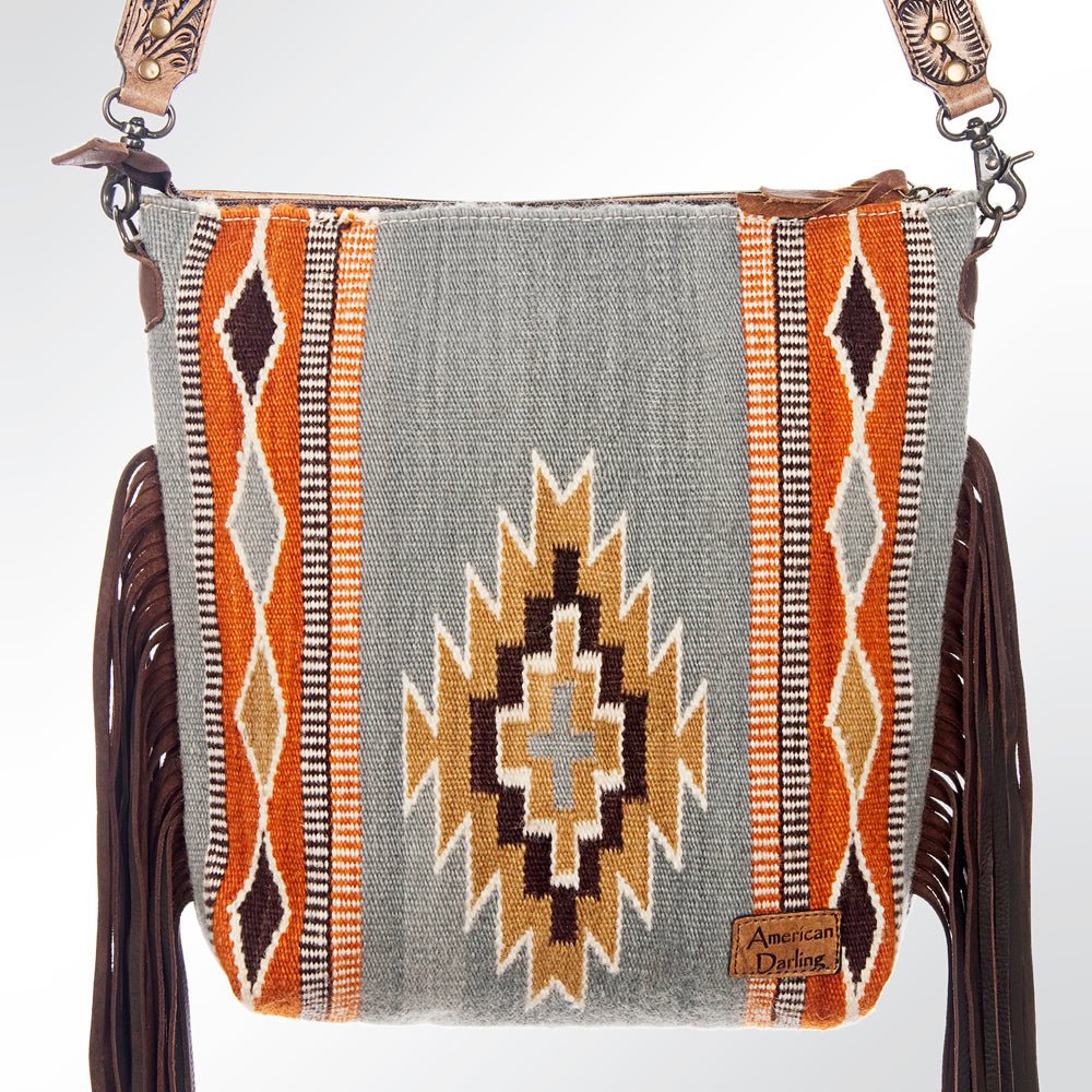 American Darling Signature Crossbody Hand Tooled Saddle Blanket Genuine Leather