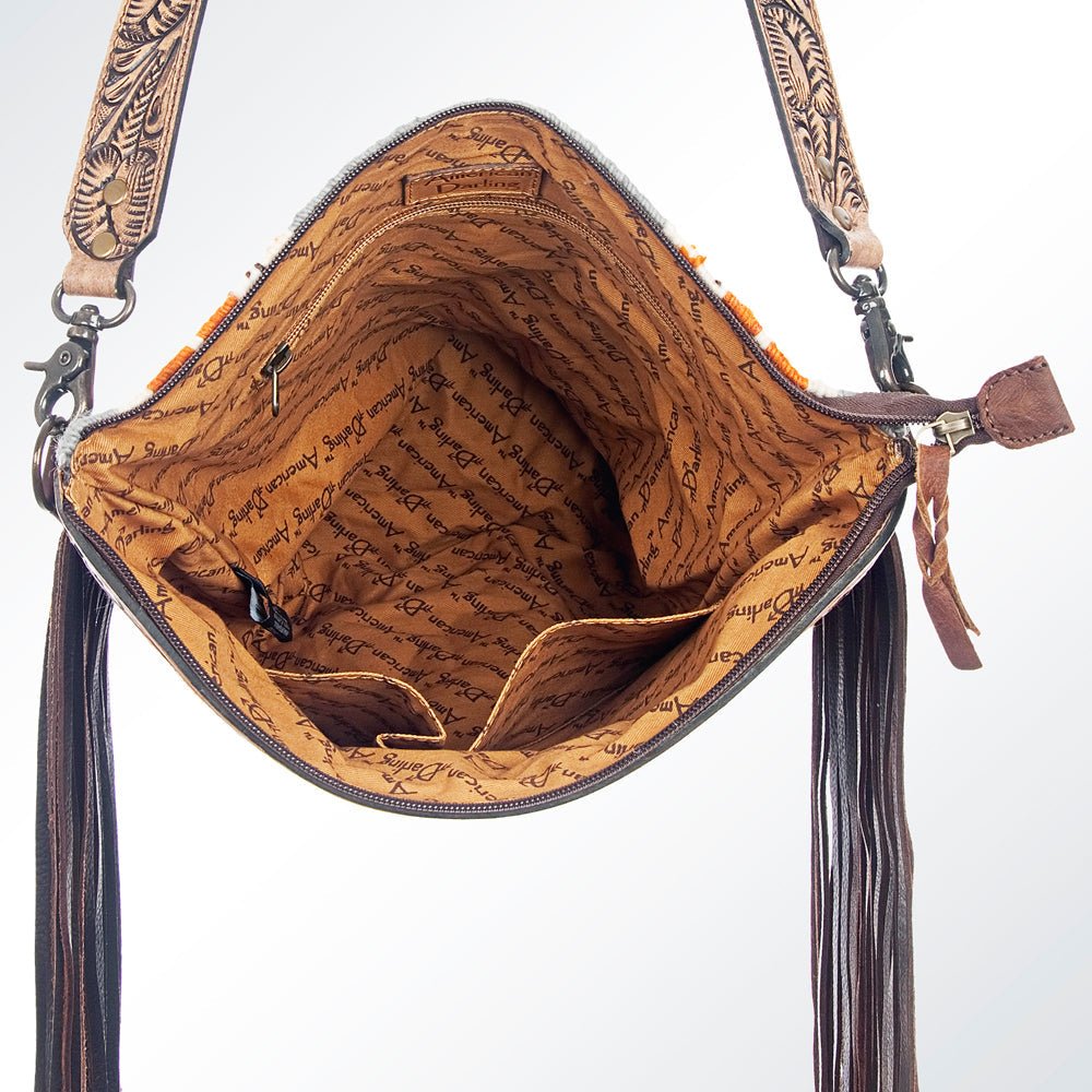 American Darling Signature Crossbody Hand Tooled Saddle Blanket Genuine Leather