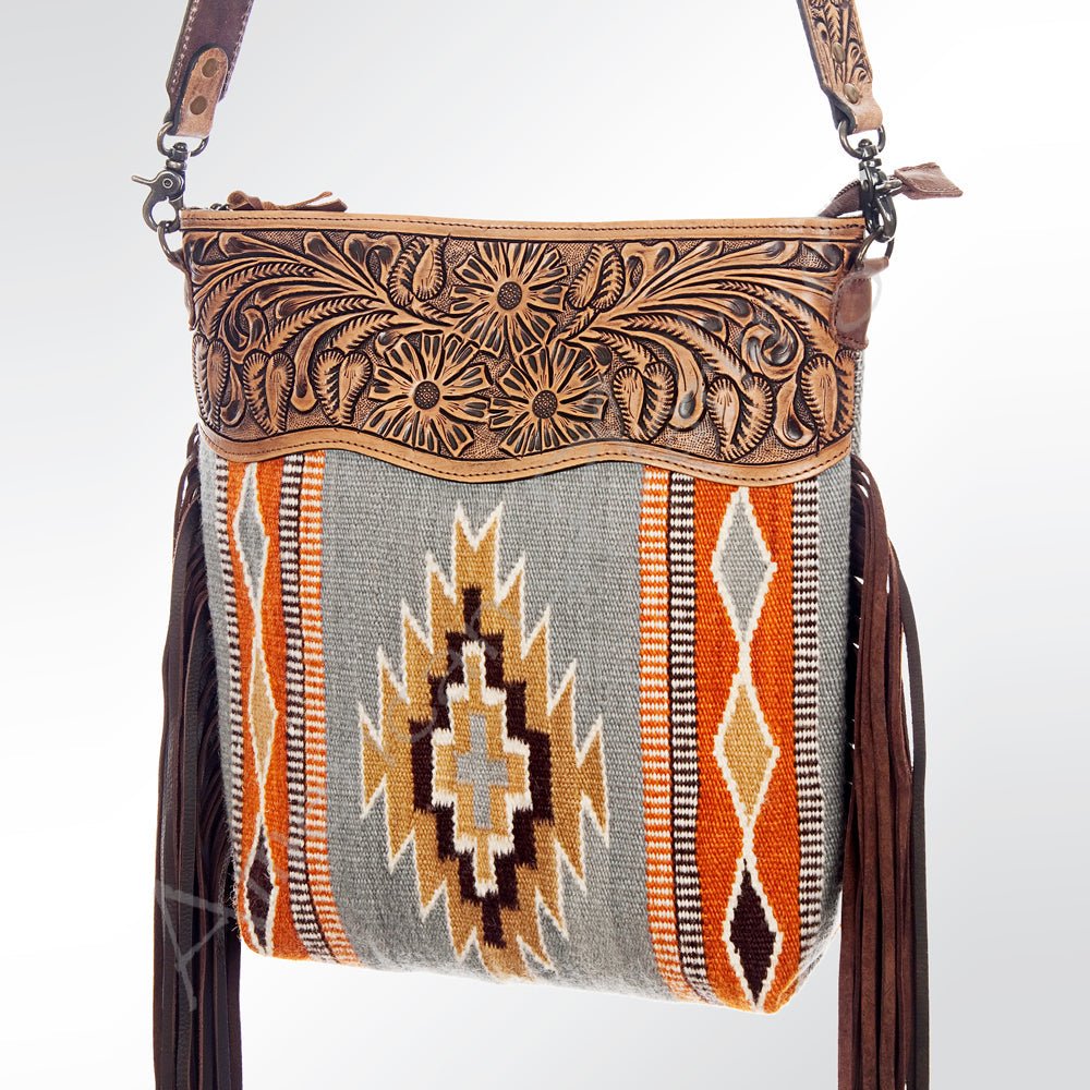 American Darling Signature Crossbody Hand Tooled Saddle Blanket Genuine Leather