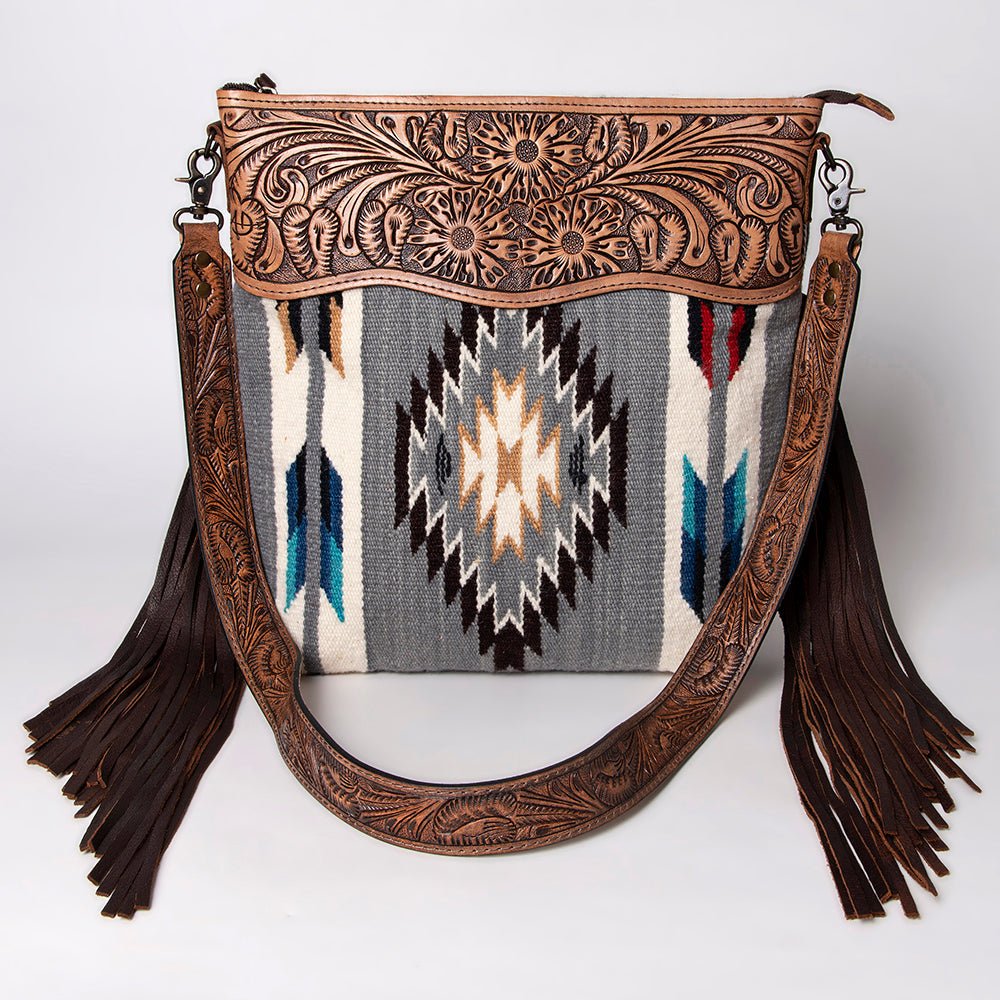 American Darling Signature Crossbody Hand Tooled Saddle Blanket Genuine Leather
