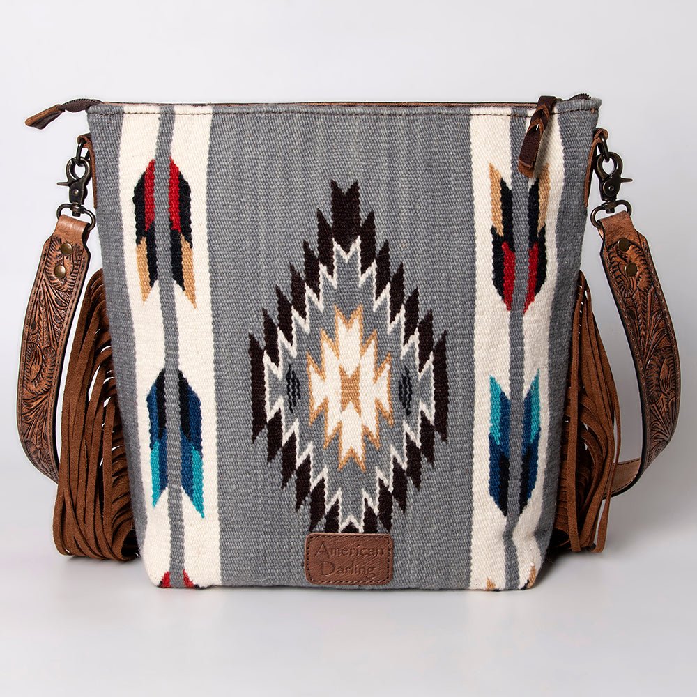 American Darling Signature Crossbody Hand Tooled Saddle Blanket Genuine Leather