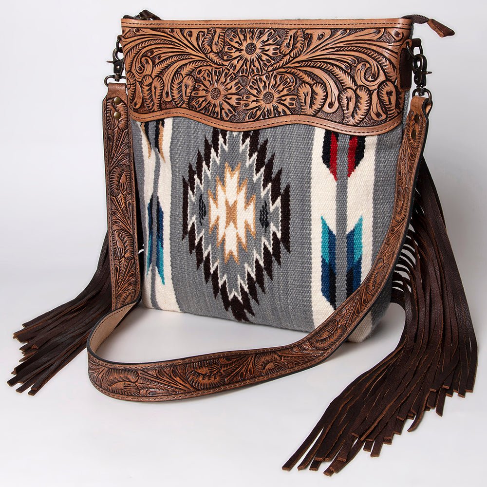 American Darling Signature Crossbody Hand Tooled Saddle Blanket Genuine Leather