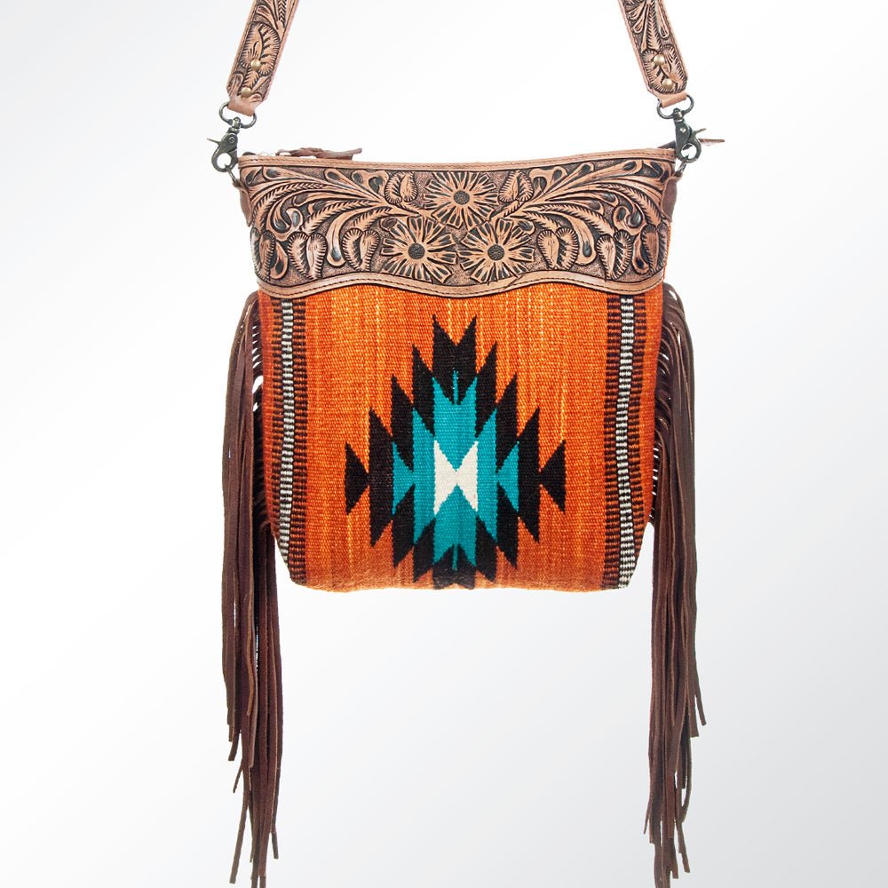 American Darling Signature Crossbody Hand Tooled Saddle Blanket Genuine Leather