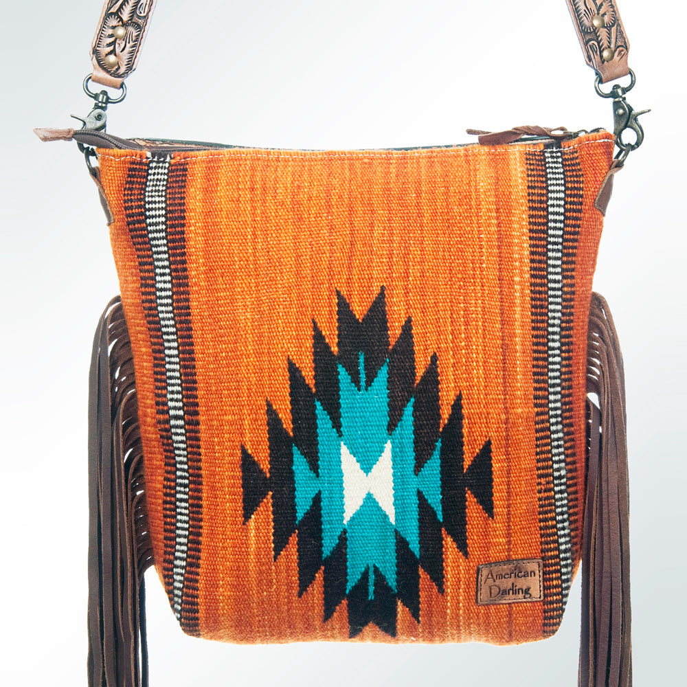 American Darling Signature Crossbody Hand Tooled Saddle Blanket Genuine Leather