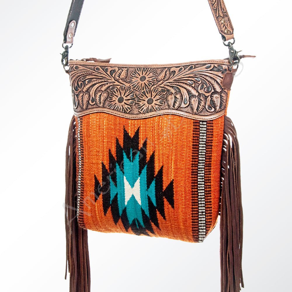 American Darling Signature Crossbody Hand Tooled Saddle Blanket Genuine Leather