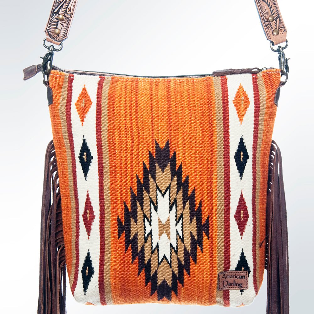 American Darling Signature Crossbody Hand Tooled Saddle Blanket Genuine Leather