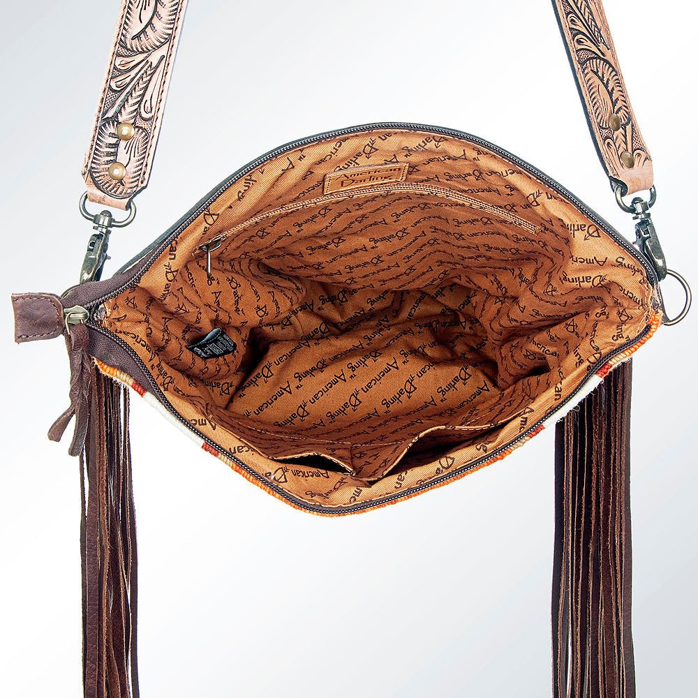 American Darling Signature Crossbody Hand Tooled Saddle Blanket Genuine Leather