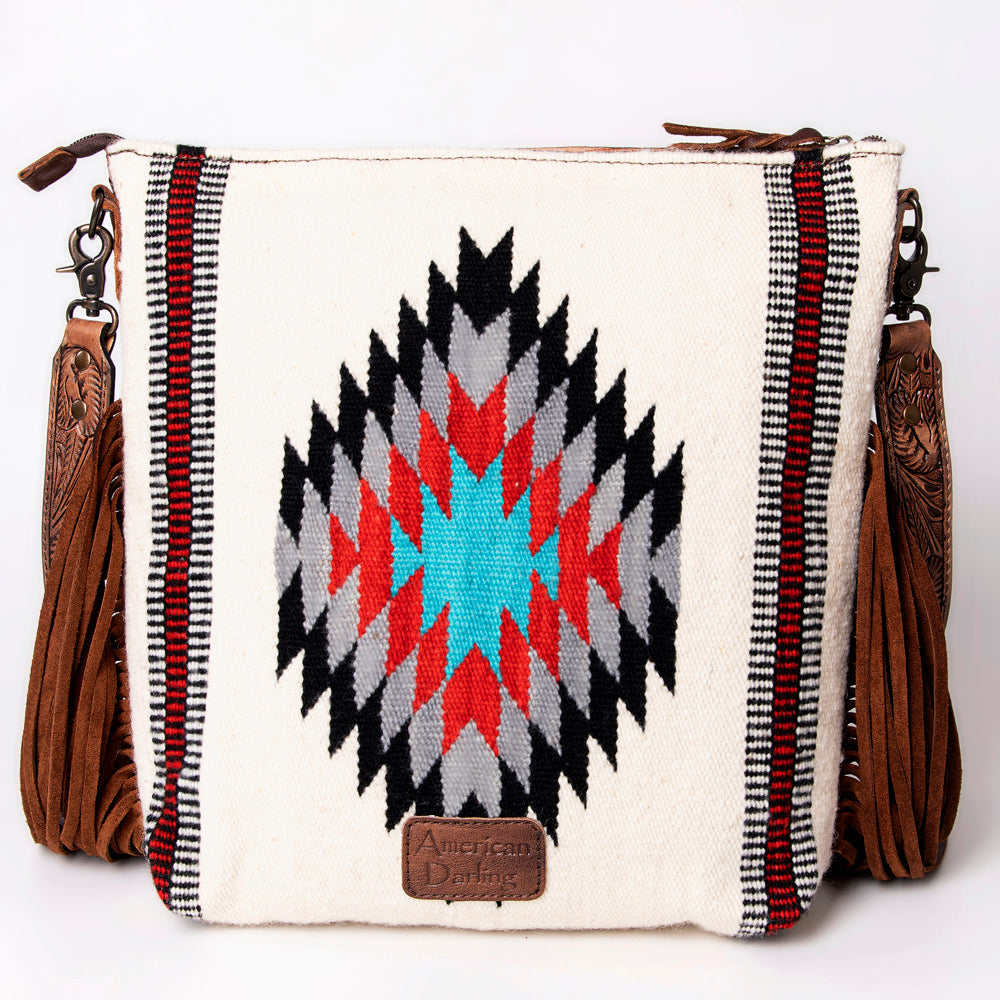 American Darling Signature Crossbody Hand Tooled Saddle Blanket Genuine Leather