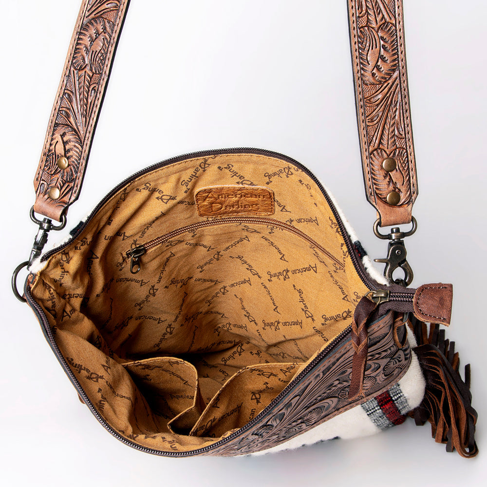 American Darling Signature Crossbody Hand Tooled Saddle Blanket Genuine Leather