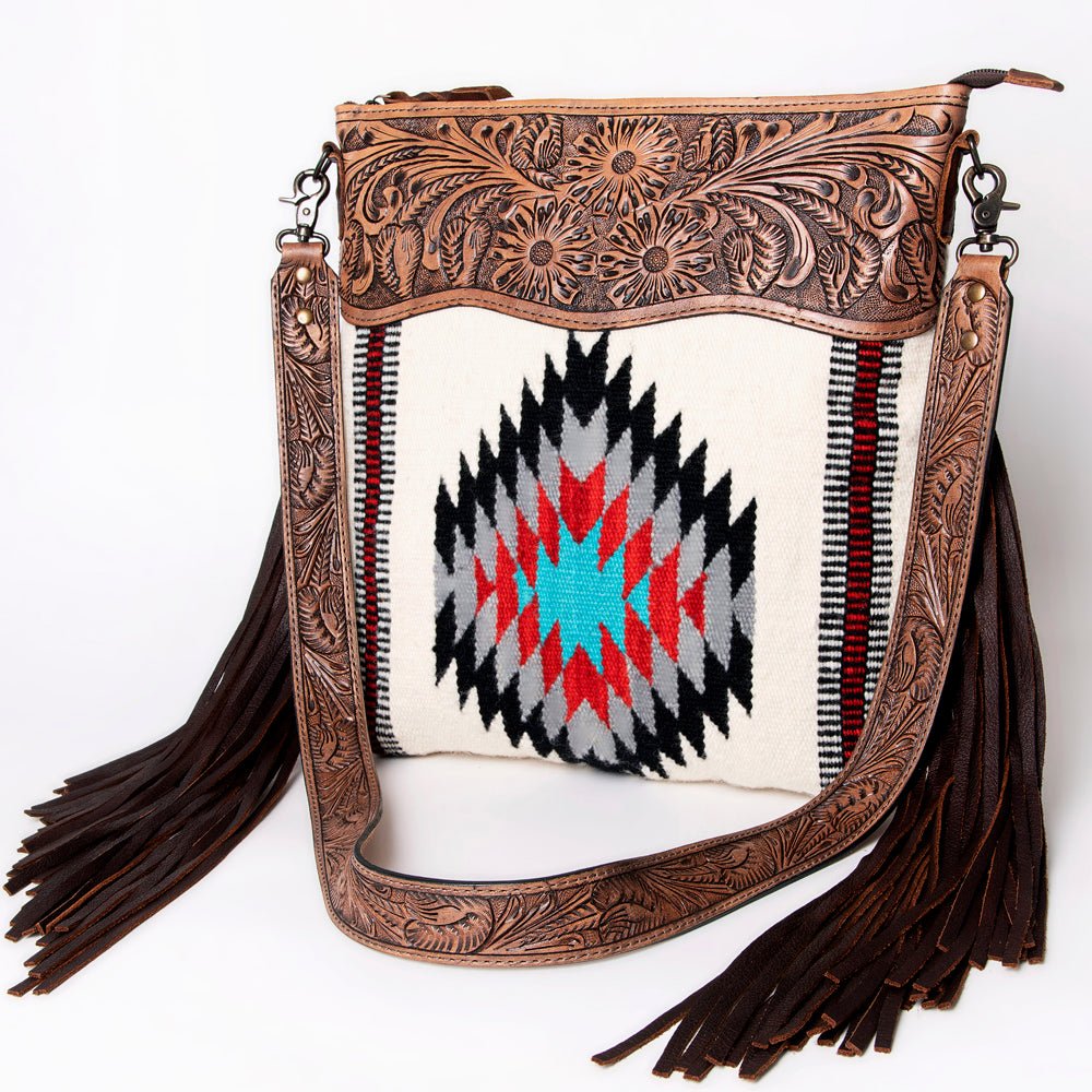 American Darling Signature Crossbody Hand Tooled Saddle Blanket Genuine Leather