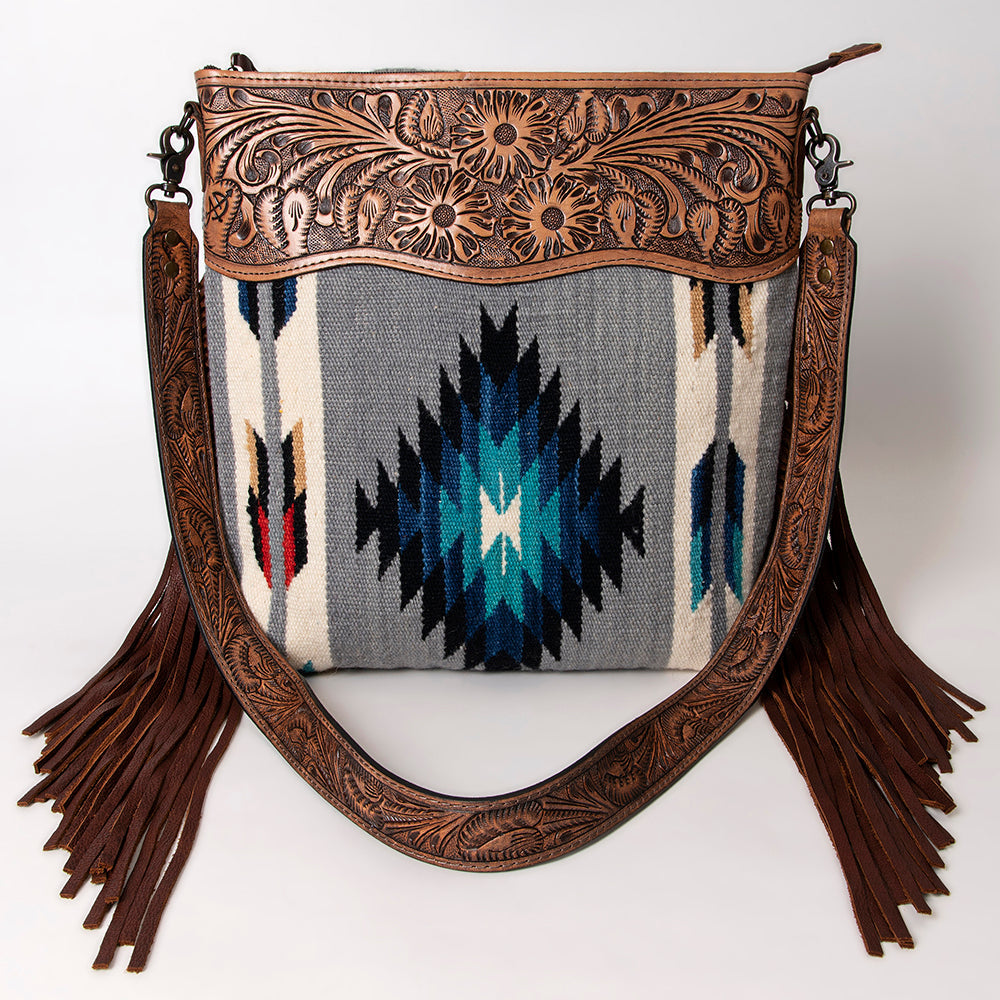 American Darling Signature Crossbody Hand Tooled Saddle Blanket Genuine Leather