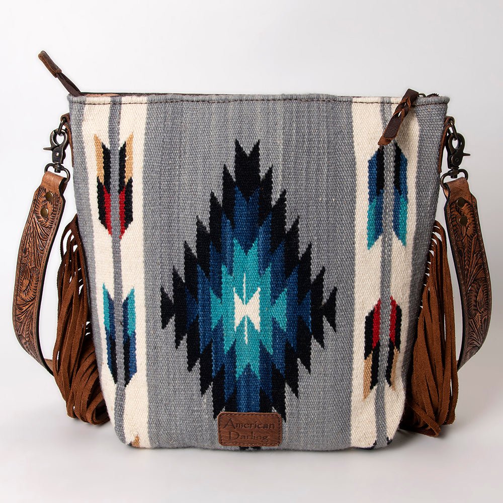 American Darling Signature Crossbody Hand Tooled Saddle Blanket Genuine Leather