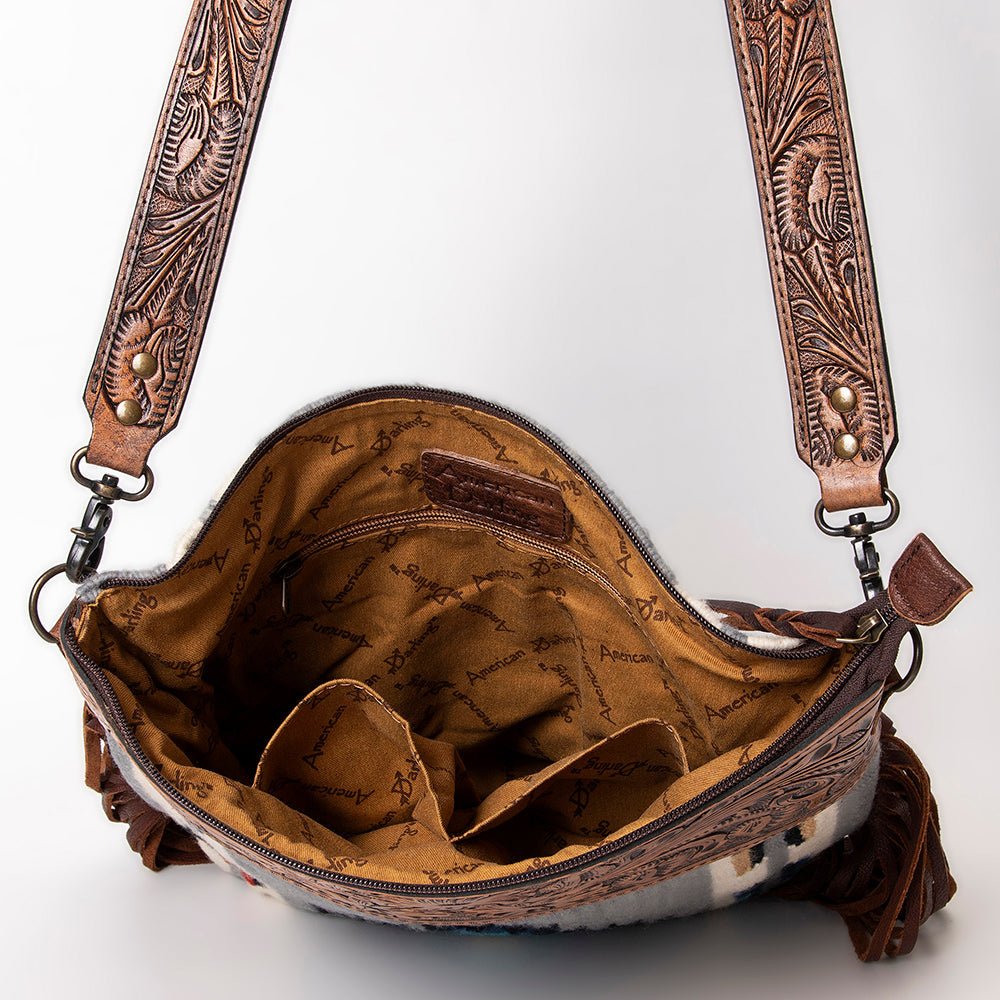 American Darling Signature Crossbody Hand Tooled Saddle Blanket Genuine Leather