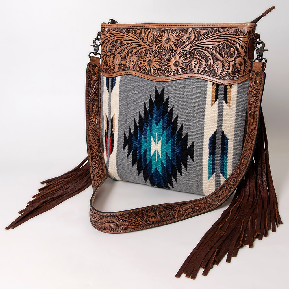 American Darling Signature Crossbody Hand Tooled Saddle Blanket Genuine Leather