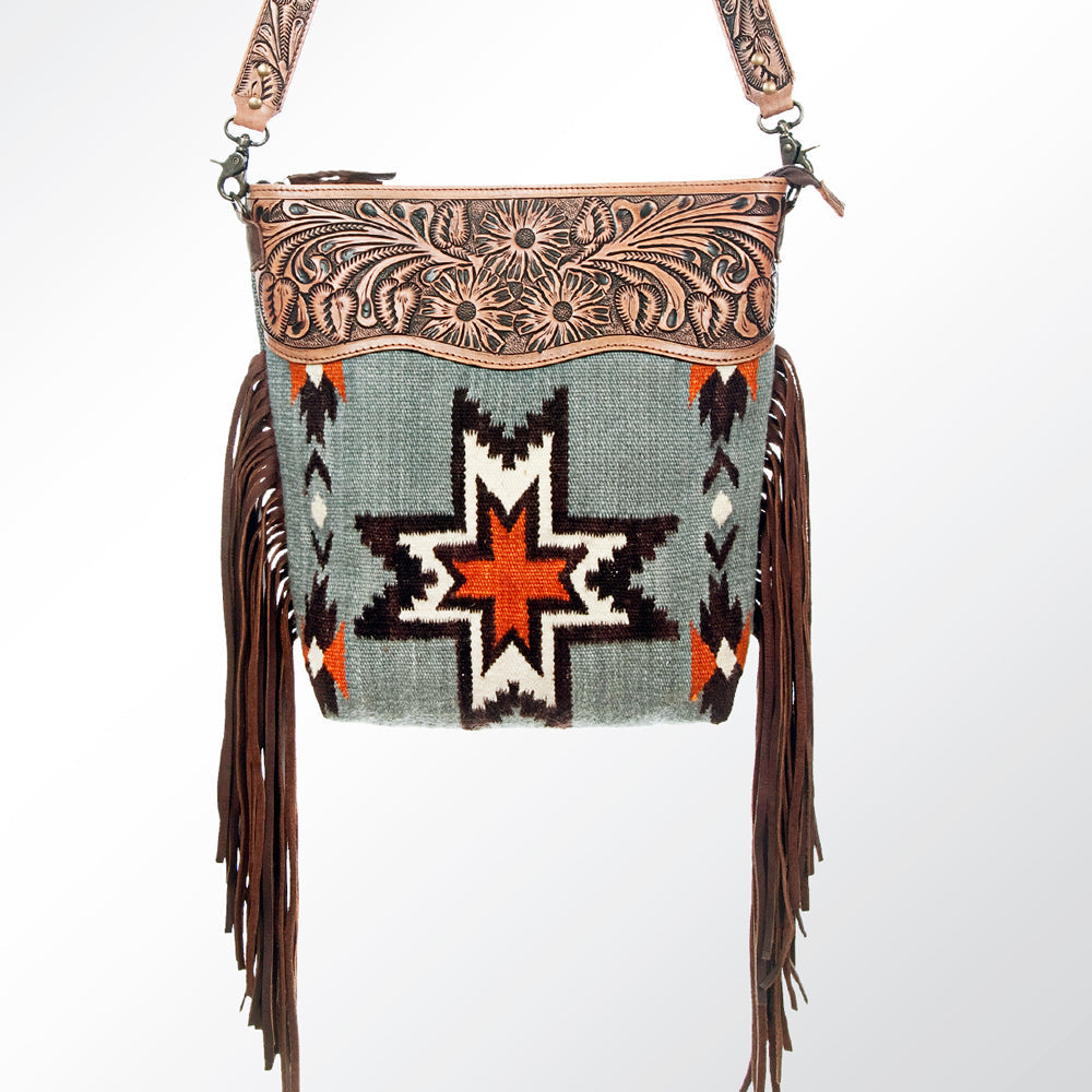 American Darling Signature Crossbody Hand Tooled Saddle Blanket Genuine Leather