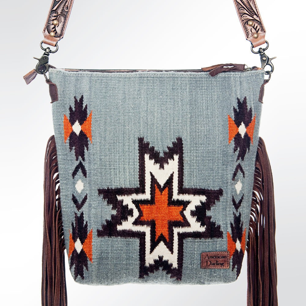 American Darling Signature Crossbody Hand Tooled Saddle Blanket Genuine Leather