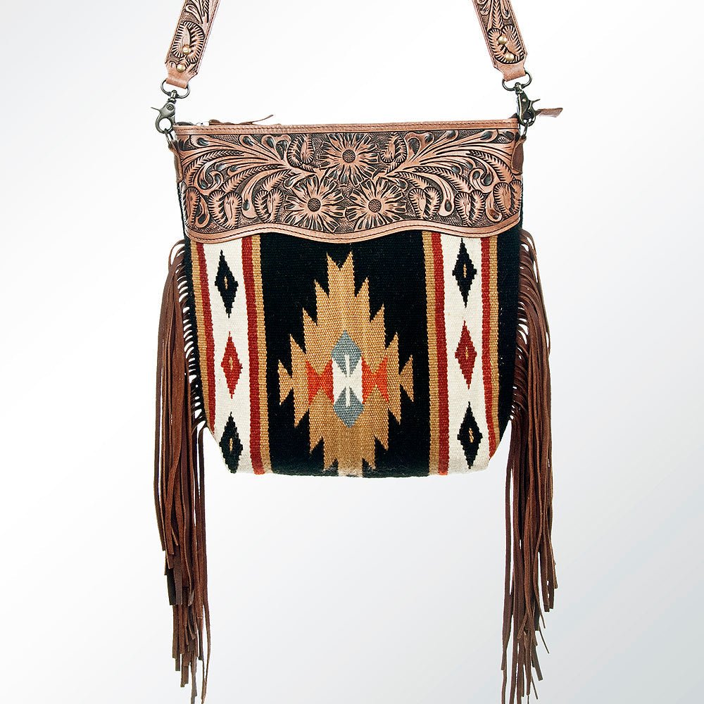 American Darling Signature Crossbody Hand Tooled Saddle Blanket Genuine Leather