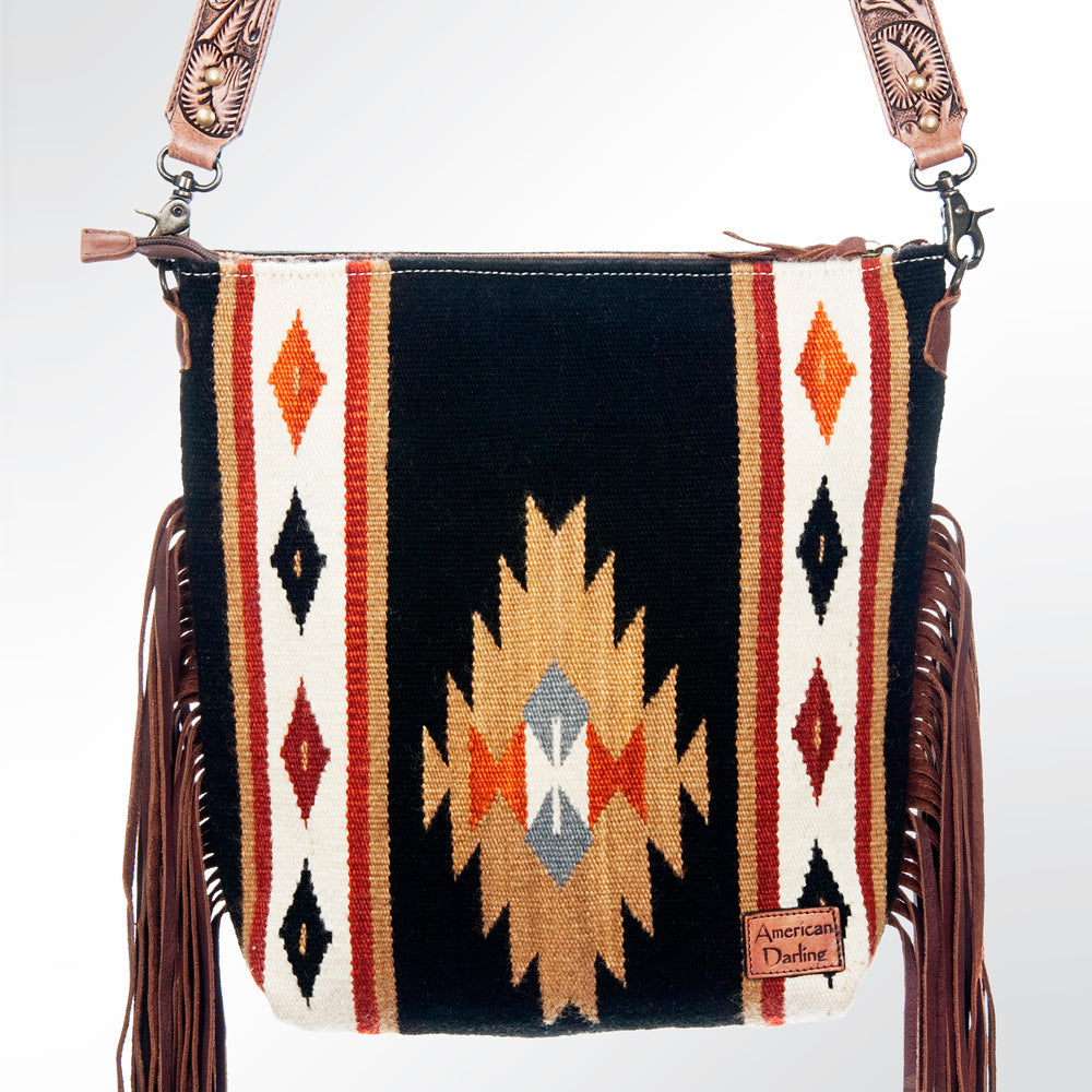 American Darling Signature Crossbody Hand Tooled Saddle Blanket Genuine Leather