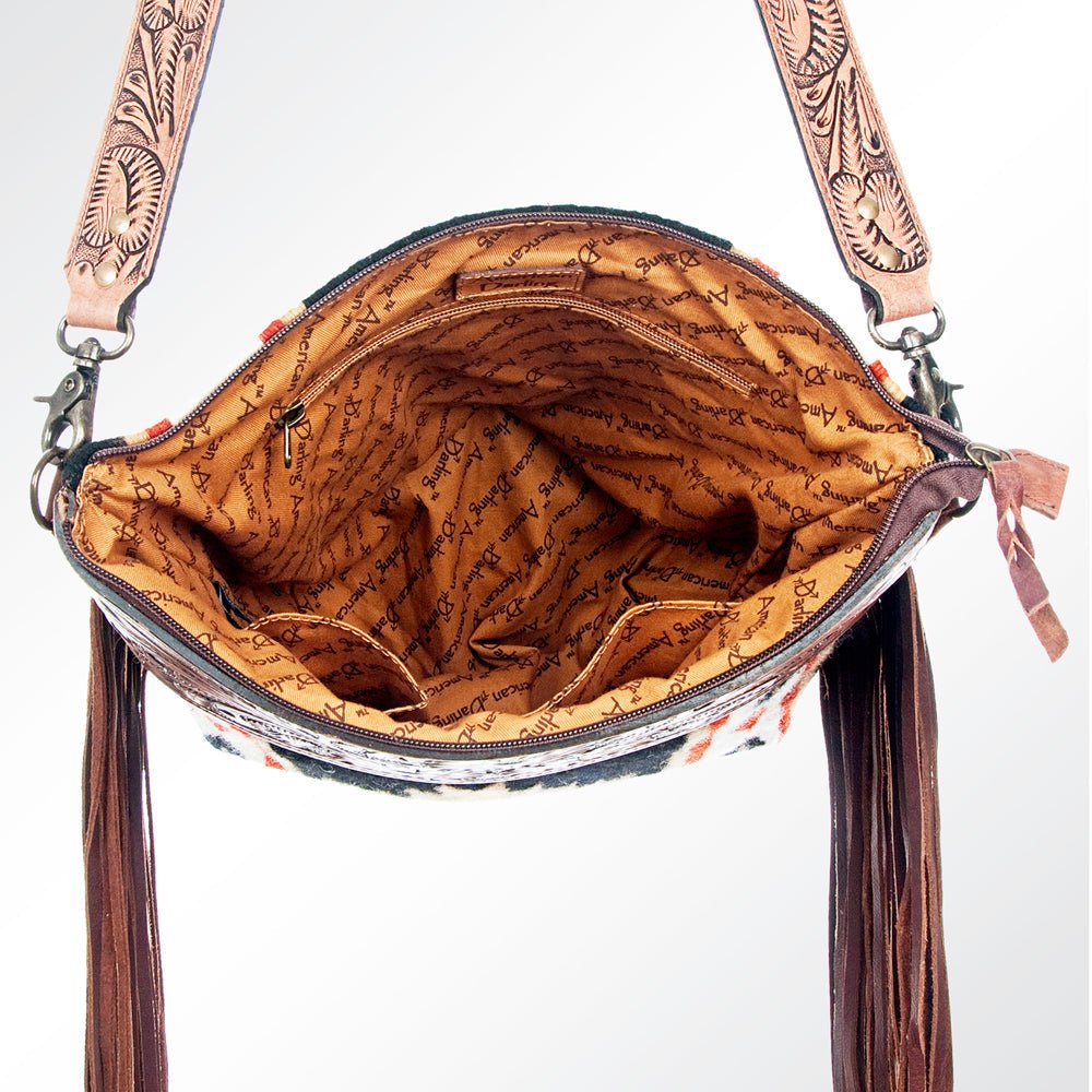 American Darling Signature Crossbody Hand Tooled Saddle Blanket Genuine Leather