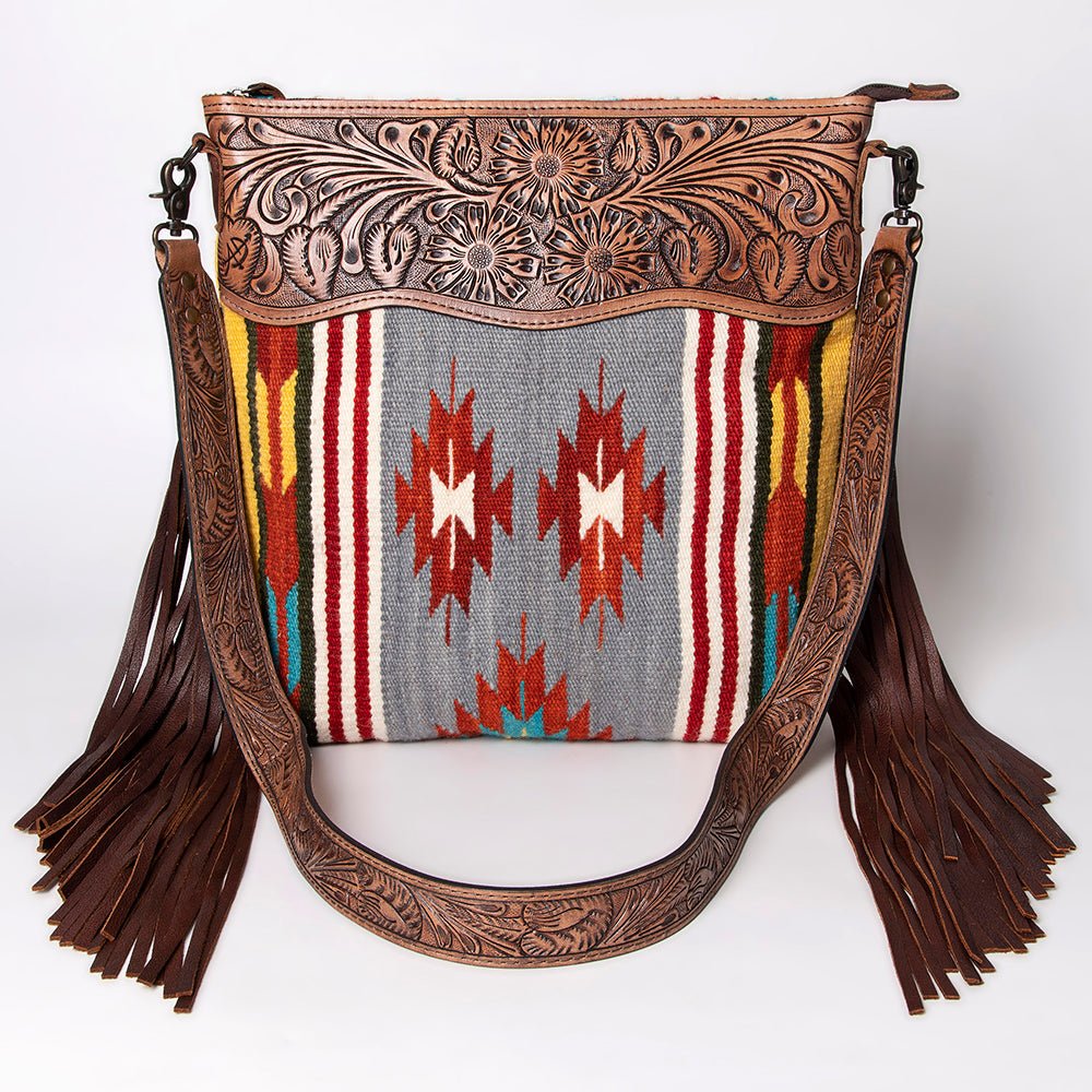 American Darling Signature Crossbody Hand Tooled Saddle Blanket Genuine Leather