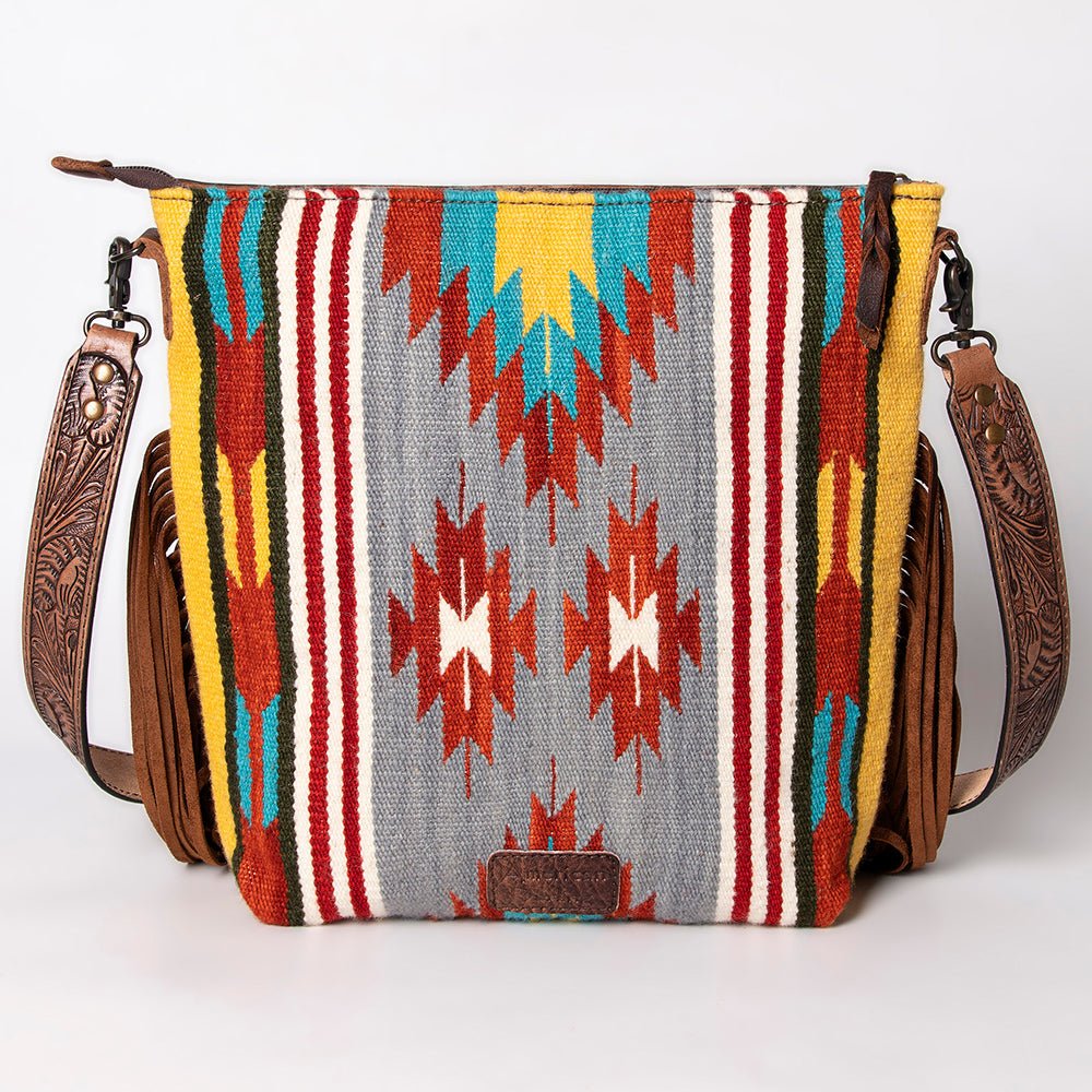 American Darling Signature Crossbody Hand Tooled Saddle Blanket Genuine Leather