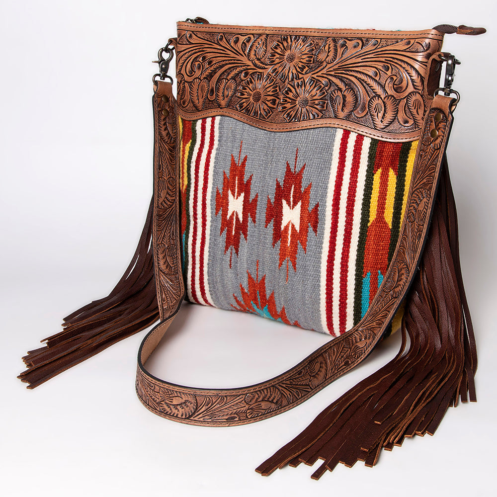 American Darling Signature Crossbody Hand Tooled Saddle Blanket Genuine Leather